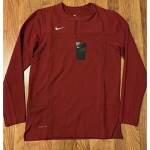 Nike Men's 1/2 Zip Shirt Pullover Football Shirt Top LS Sz Small Burgundy Red
